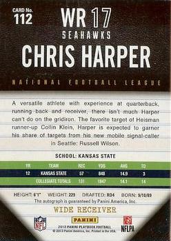 2013 Panini Playbook #112 Chris Harper Back