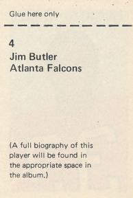 1972 NFLPA Wonderful World Stamps #4 Jim Butler Back
