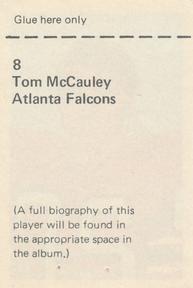 1972 NFLPA Wonderful World Stamps #8 Tom McCauley Back