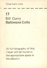 1972 NFLPA Wonderful World Stamps #17 Bill Curry Back