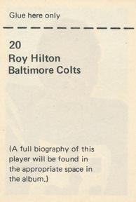 1972 NFLPA Wonderful World Stamps #20 Roy Hilton Back