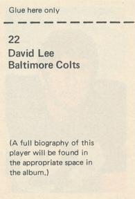 1972 NFLPA Wonderful World Stamps #22 David Lee Back