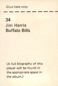 1972 NFLPA Wonderful World Stamps #34 Jim Harris Back