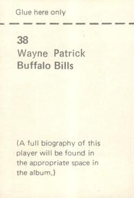 1972 NFLPA Wonderful World Stamps #38 Wayne Patrick Back