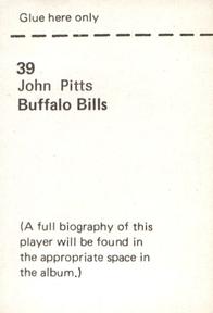 1972 NFLPA Wonderful World Stamps #39 John Pitts Back