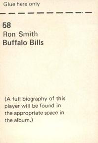 1972 NFLPA Wonderful World Stamps #58 Ron Smith Back