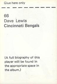 1972 NFLPA Wonderful World Stamps #66 Dave Lewis Back