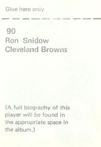 1972 NFLPA Wonderful World Stamps #90 Ron Snidow Back