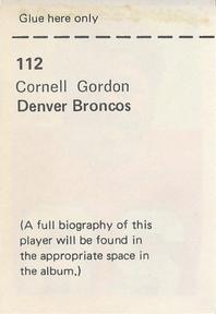 1972 NFLPA Wonderful World Stamps #112 Cornell Gordon Back
