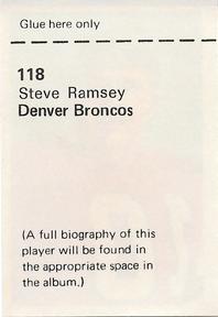 1972 NFLPA Wonderful World Stamps #118 Steve Ramsey Back