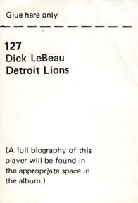 1972 NFLPA Wonderful World Stamps #127 Dick LeBeau Back