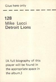 1972 NFLPA Wonderful World Stamps #128 Mike Lucci Back