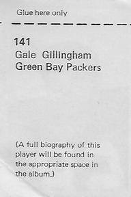 1972 NFLPA Wonderful World Stamps #141 Gale Gillingham Back