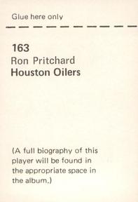 1972 NFLPA Wonderful World Stamps #163 Ron Pritchard Back