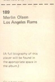 1972 NFLPA Wonderful World Stamps #189 Merlin Olsen Back