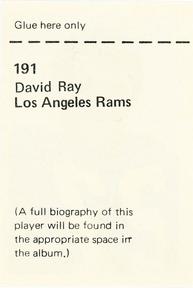 1972 NFLPA Wonderful World Stamps #191 David Ray Back