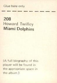 1972 NFLPA Wonderful World Stamps #208 Howard Twilley Back