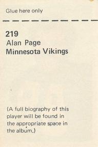 1972 NFLPA Wonderful World Stamps #219 Alan Page Back