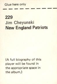 1972 NFLPA Wonderful World Stamps #229 Jim Cheyunski Back