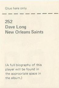 1972 NFLPA Wonderful World Stamps #252 Dave Long Back