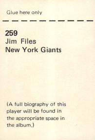 1972 NFLPA Wonderful World Stamps #259 Jim Files Back