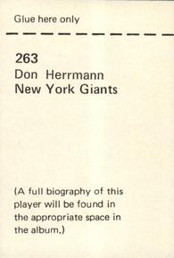 1972 NFLPA Wonderful World Stamps #263 Don Herrmann Back
