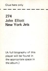 1972 NFLPA Wonderful World Stamps #274 John Elliott Back