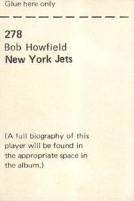 1972 NFLPA Wonderful World Stamps #278 Bobby Howfield Back