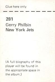 1972 NFLPA Wonderful World Stamps #281 Gerry Philbin Back