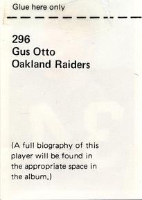 1972 NFLPA Wonderful World Stamps #296 Gus Otto Back