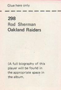 1972 NFLPA Wonderful World Stamps #298 Rod Sherman Back