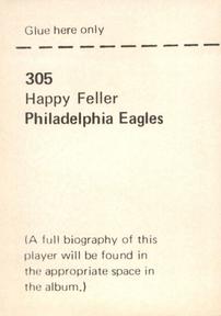 1972 NFLPA Wonderful World Stamps #305 Happy Feller Back