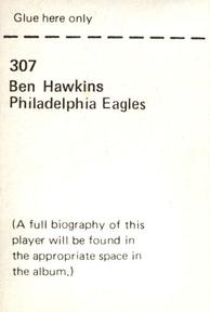 1972 NFLPA Wonderful World Stamps #307 Ben Hawkins Back