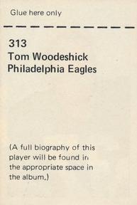1972 NFLPA Wonderful World Stamps #313 Tom Woodeshick Back
