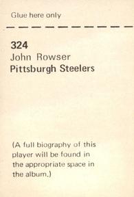 1972 NFLPA Wonderful World Stamps #324 John Rowser Back