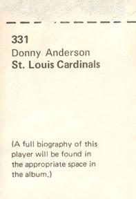 1972 NFLPA Wonderful World Stamps #331 Donny Anderson Back