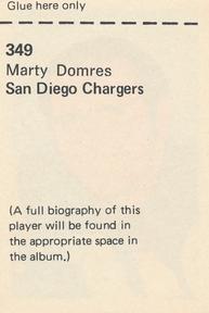 1972 NFLPA Wonderful World Stamps #349 Marty Domres Back