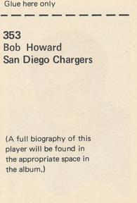 1972 NFLPA Wonderful World Stamps #353 Bob Howard Back