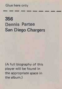 1972 NFLPA Wonderful World Stamps #356 Dennis Partee Back