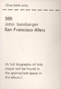 1972 NFLPA Wonderful World Stamps #365 John Isenbarger Back