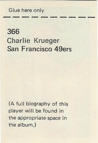 1972 NFLPA Wonderful World Stamps #366 Charlie Krueger Back
