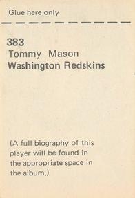 1972 NFLPA Wonderful World Stamps #383 Tommy Mason Back