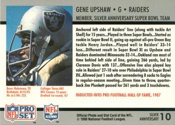 1990-91 Pro Set Super Bowl XXV Binder #10 Gene Upshaw Back