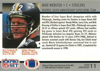 1990-91 Pro Set Super Bowl XXV Binder #11 Mike Webster Back