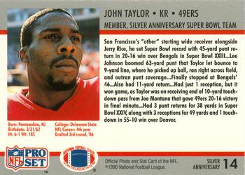 1990-91 Pro Set Super Bowl XXV Binder #14 John Taylor Back