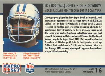 1990-91 Pro Set Super Bowl XXV Binder #16 Ed (Too Tall) Jones Back