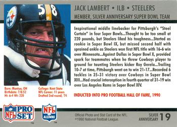 1990-91 Pro Set Super Bowl XXV Binder #19 Jack Lambert Back