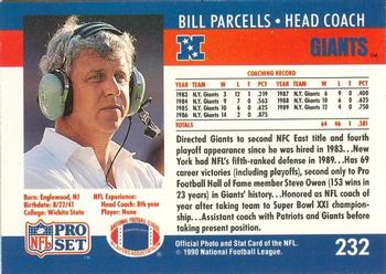 1990-91 Pro Set Super Bowl XXV Binder #232 Bill Parcells Back