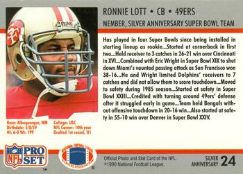 1990-91 Pro Set Super Bowl XXV Binder #24 Ronnie Lott Back