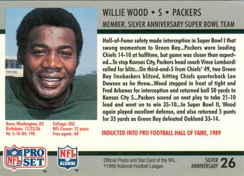 1990-91 Pro Set Super Bowl XXV Binder #26 Willie Wood Back
